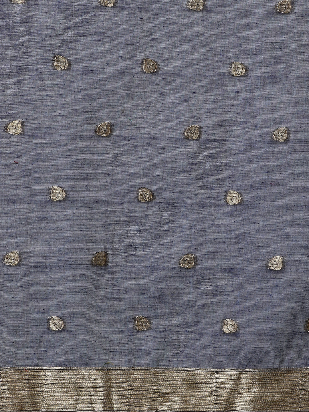 Floral Printed Zari Chanderi Saree in blue