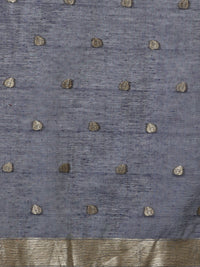 Floral Printed Zari Chanderi Saree in blue