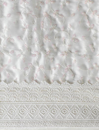 Embroidered Saree With Blouse Piece in White