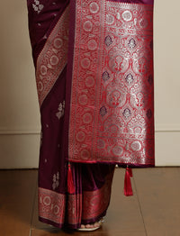 Ethnic Motif Woven Design Banarasi Saree in Purple