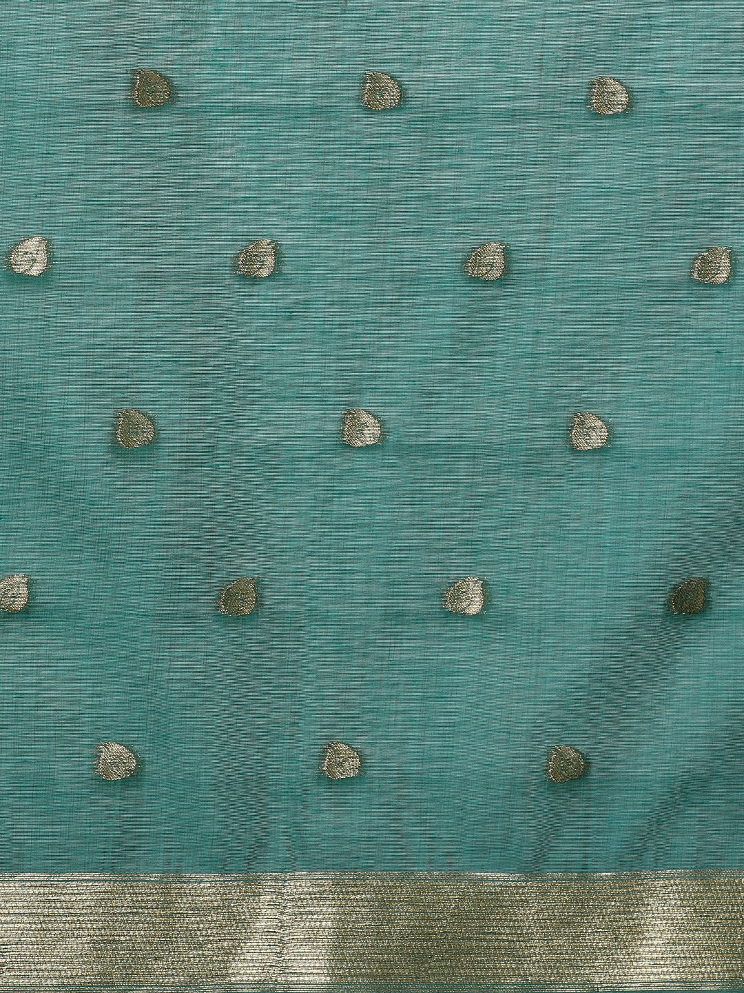 Floral Printed Zari Chanderi Saree in green