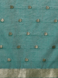 Floral Printed Zari Chanderi Saree in green