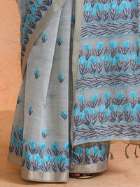 Aranya Cotton in Beige with Blue Motifs