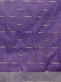 Woven Design Floral Muga Cotton Saree in Lavender