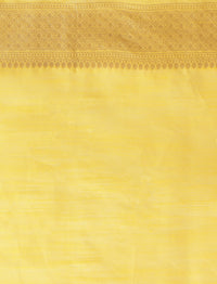 Geometric Woven Design Muga Saree With Blouse Piece in Yellow