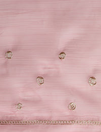 Floral Motifs Embroidered Saree with Unstitched Blouse in Peach