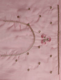 Solid Embroidered Zari Saree in Pink