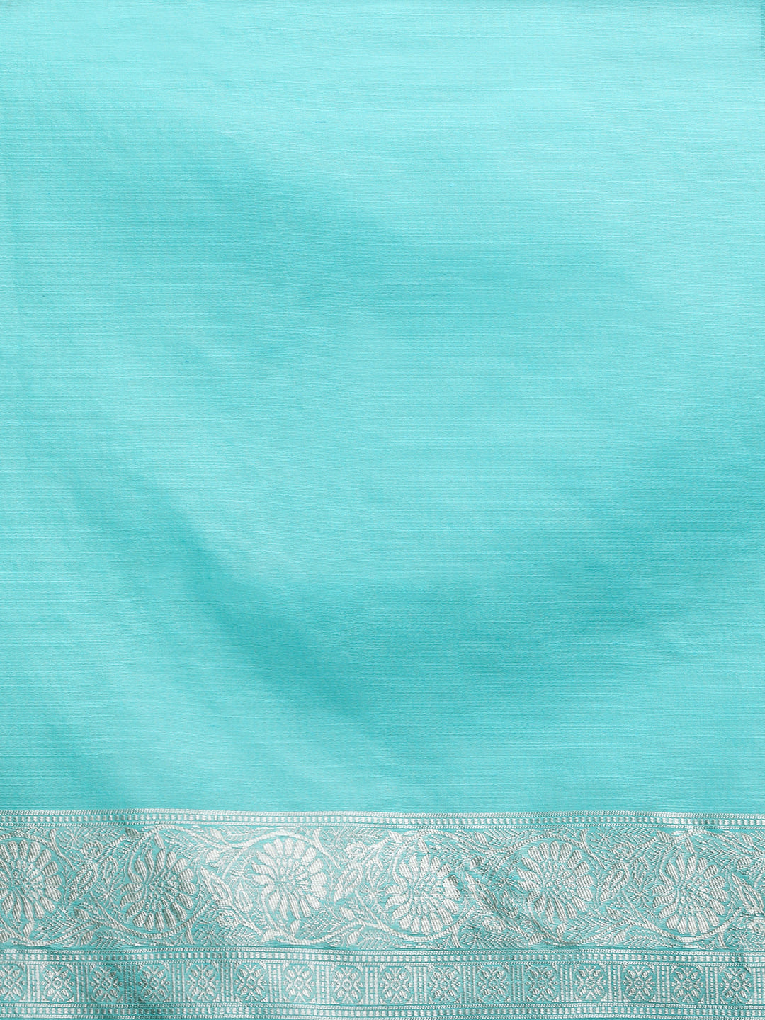 Woven Design Floral Chanderi Cotton Saree in Blue