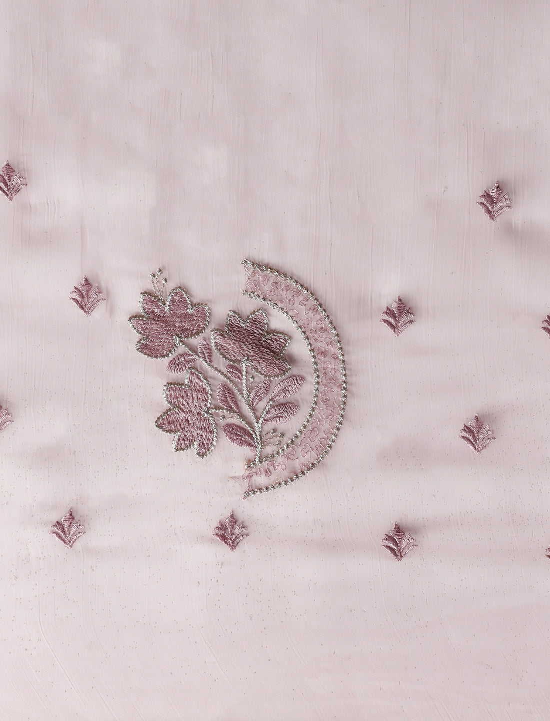 Floral Motifs Embroidered Saree with Unstitched Blouse in Purple