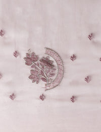 Floral Motifs Embroidered Saree with Unstitched Blouse in Purple