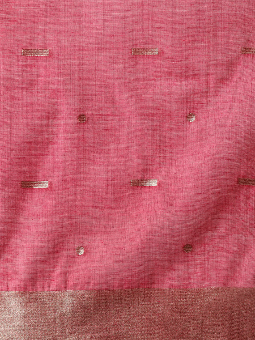 Woven Design Floral Muga Cotton Saree with Pink Motifs