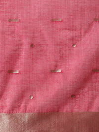 Woven Design Floral Muga Cotton Saree with Pink Motifs