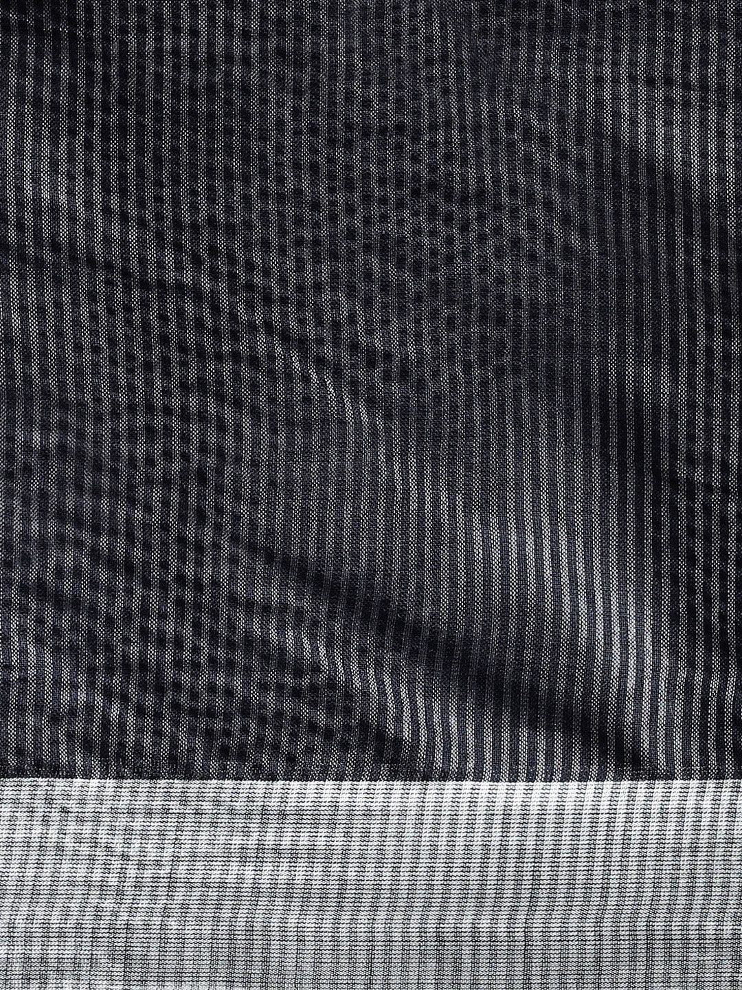 Woven Design Solid Bhagalpuri Linen Saree in Black