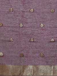 Floral Printed Zari Chanderi Saree in purple