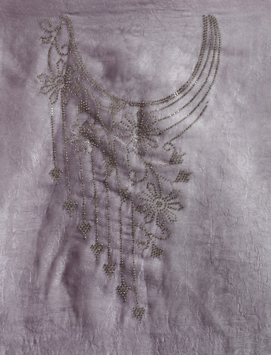 Embellished Saree With Unstitched Blouse in Purple