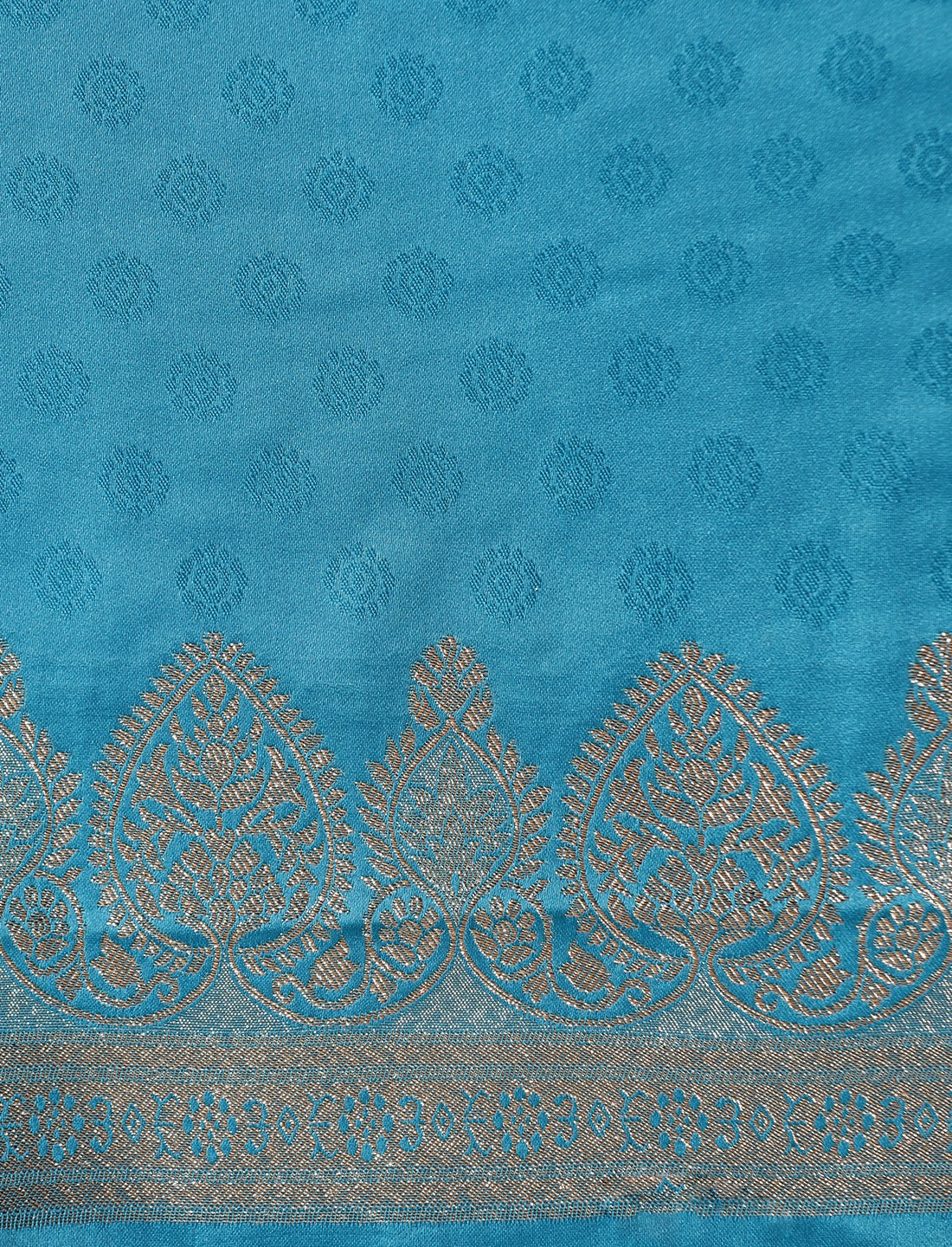 Ethnic Motif Woven Design Zari Indian Bridal Banarasi Saree in Blue