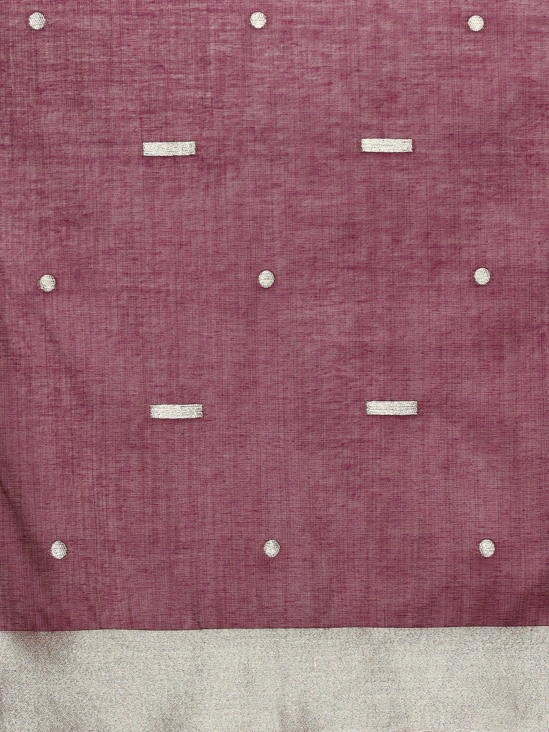 Woven Design Floral Muga Cotton Saree with Purple Motifs