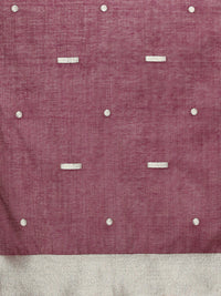 Woven Design Floral Muga Cotton Saree with Purple Motifs