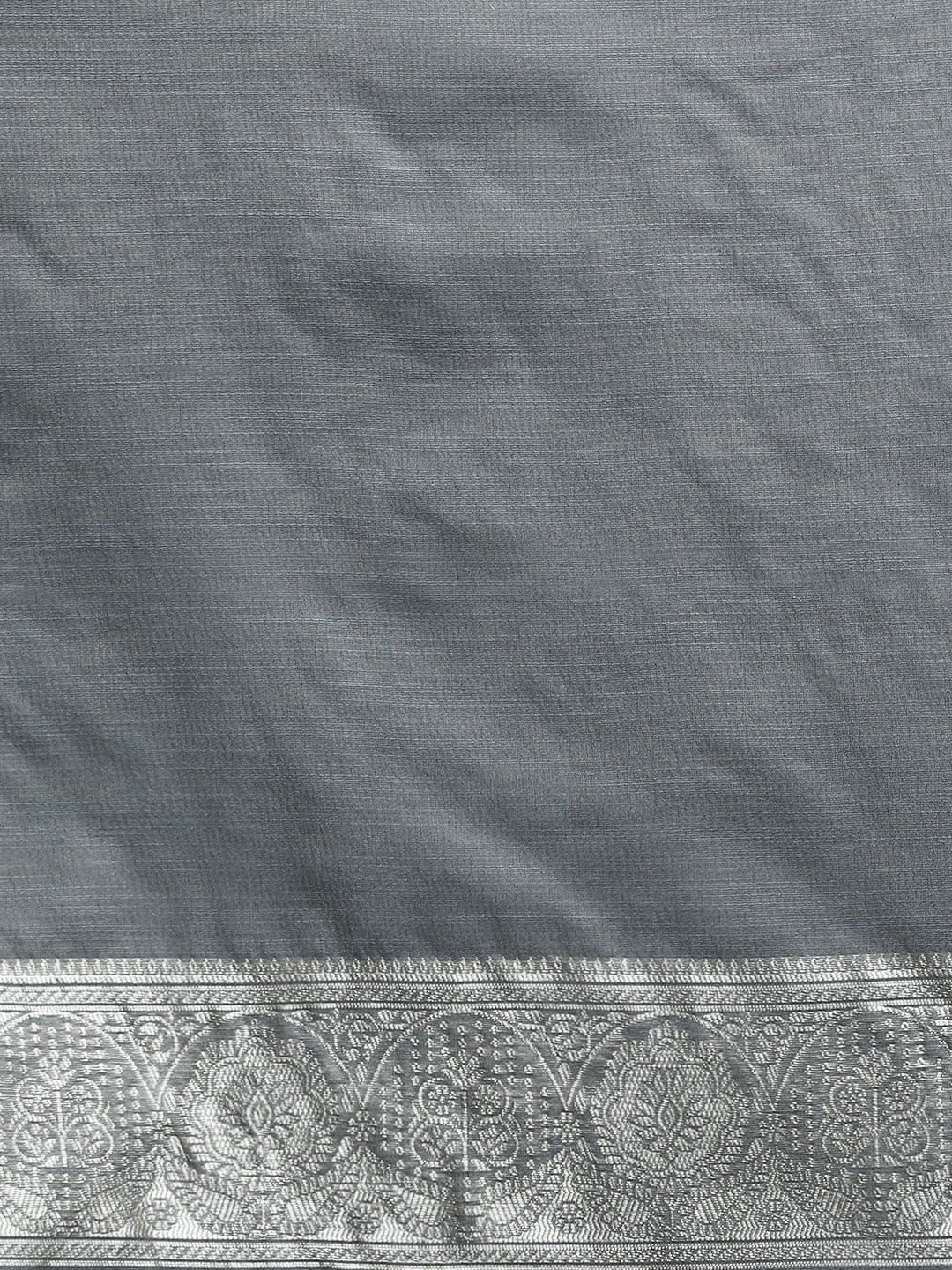 Woven Design Floral Chanderi Cotton Saree in Grey