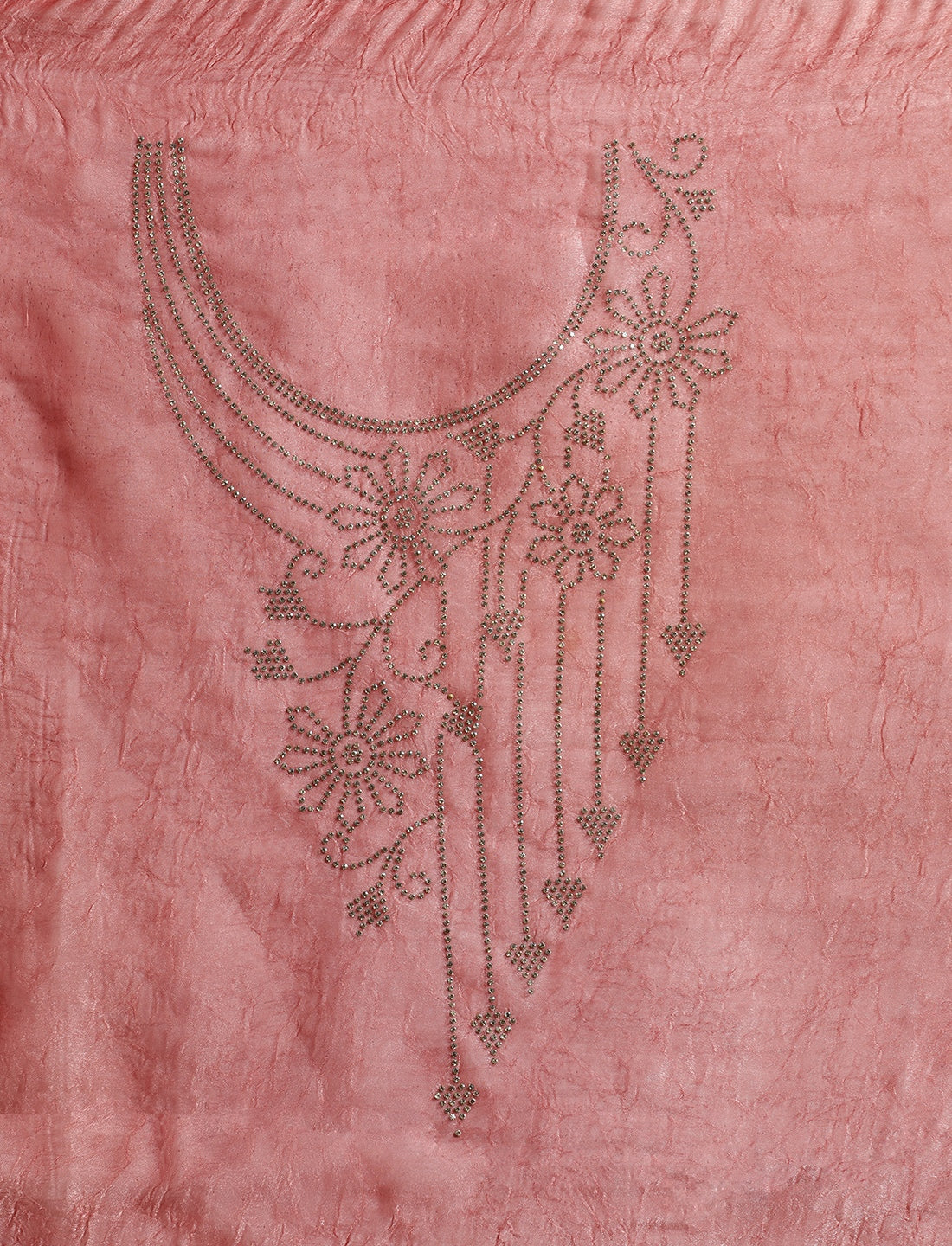 Embellished Saree With Unstitched Blouse in Peach