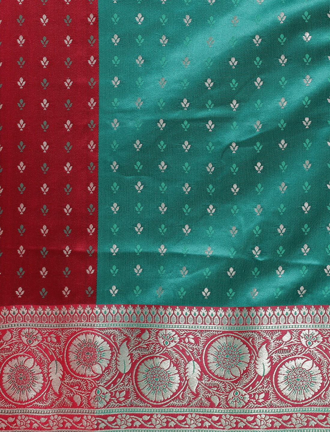 Ethnic Motifs Woven Design Banarasi Saree in Sea Green