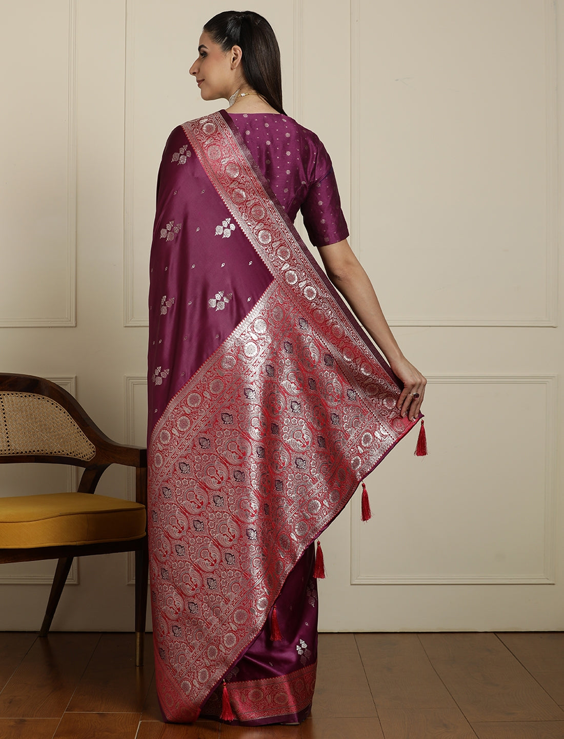 Ethnic Motif Woven Design Banarasi Saree in Purple