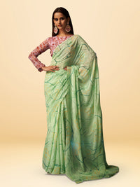 Basanti Bloom in Mint Green with Floral Patterns