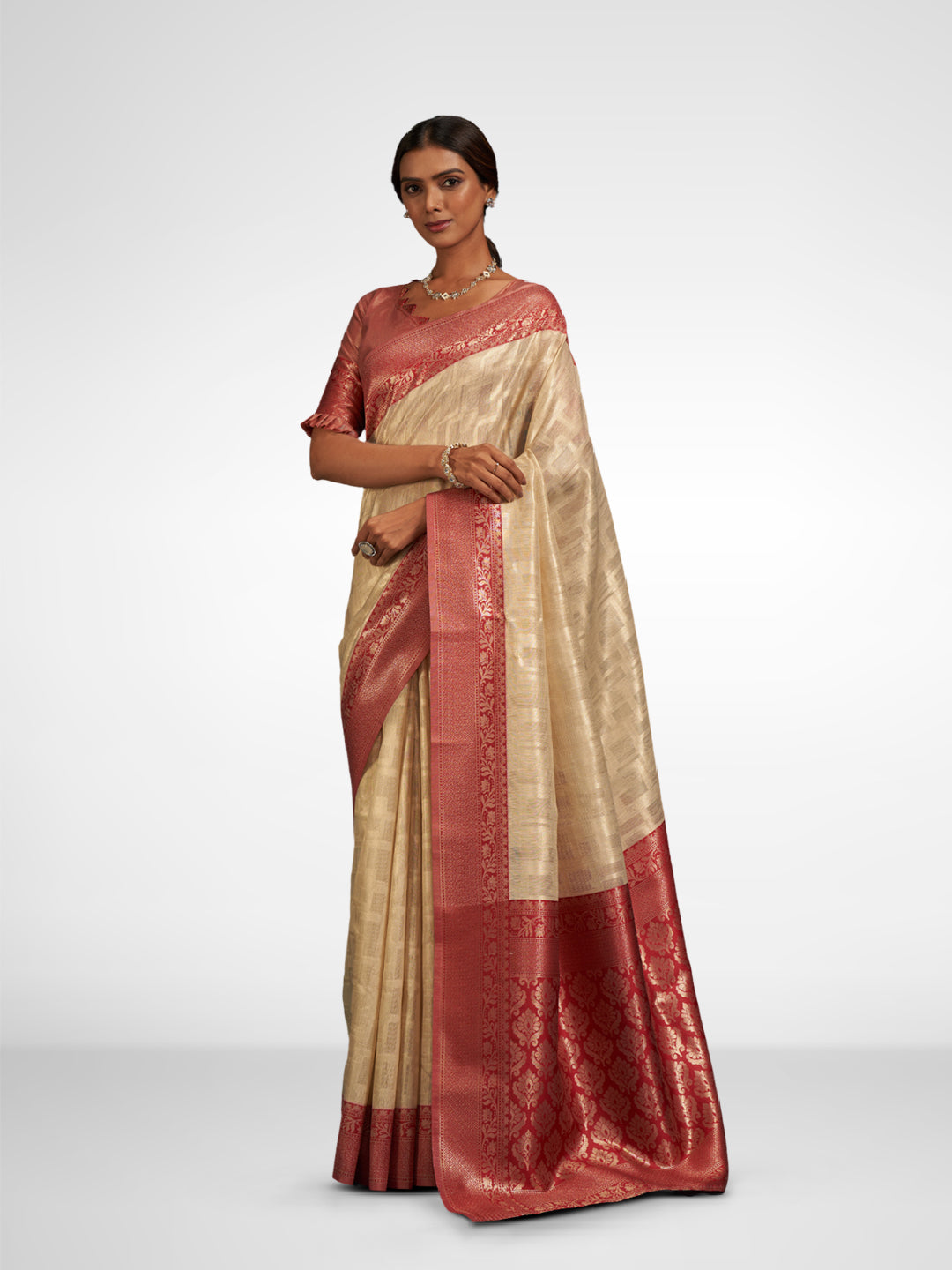 Swarnika Silk In Beige And Maroon