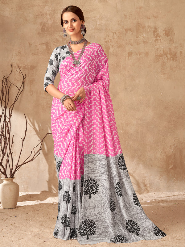 Vibrant Bandhej in Pink