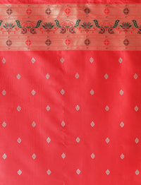 Ethnic Motifs Woven Design Paithani Sareee With Blouse Piece in Beige and Orange