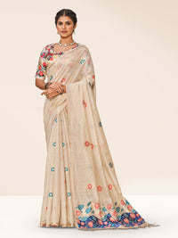 Sundari Cotton in Beige with Blue Motifs