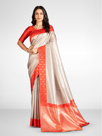 Vastra Silk In Red And Grey