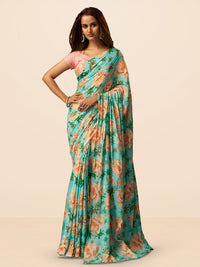 Bageecha Royale in Aqua Blue with Floral Motifs