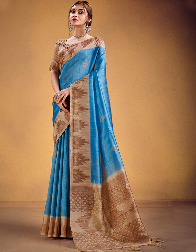 Andaz Cotton Saree Blue (CC/V1)