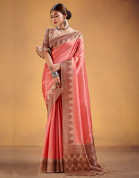 Andaz Cotton Saree Pastel Red (CC/V1)