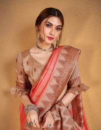 Andaz Cotton Saree Pastel Red (CC/V1)