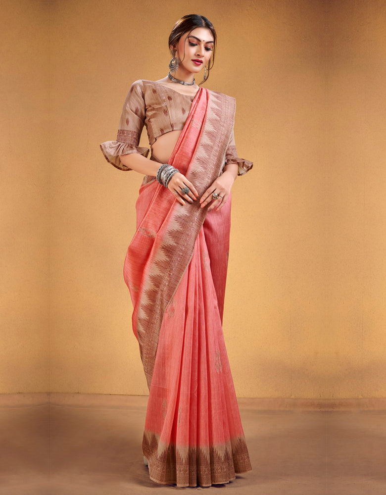 Andaz Cotton Saree Pastel Red (CC/V1)