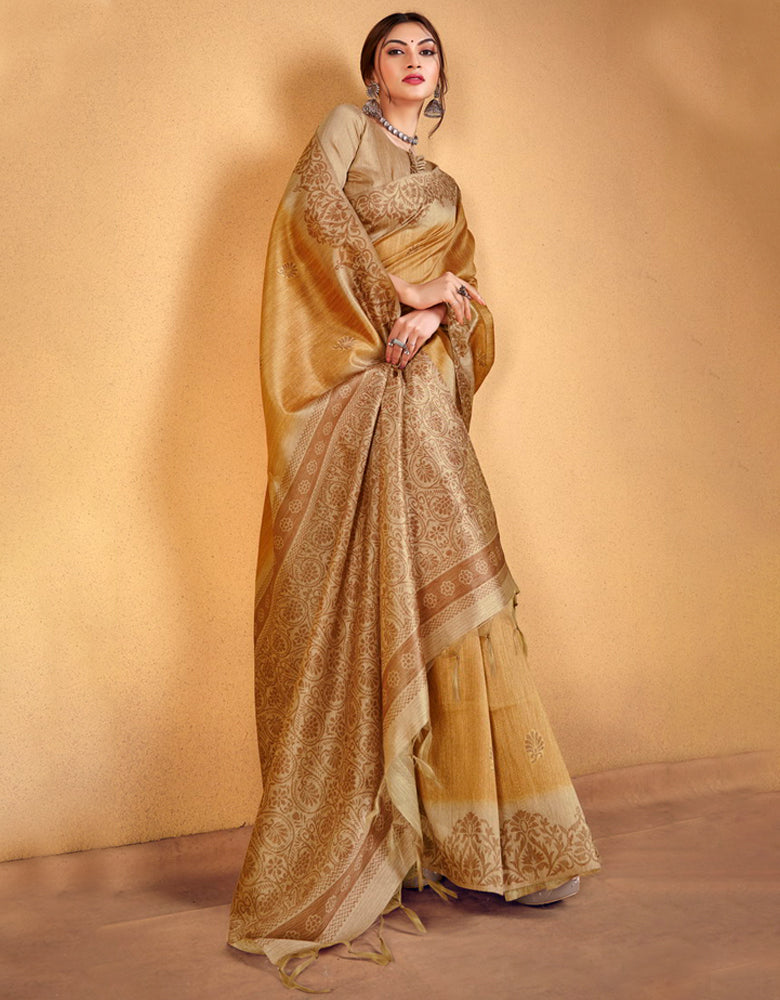 Andaz Cotton Saree Yellow (CC/V1)