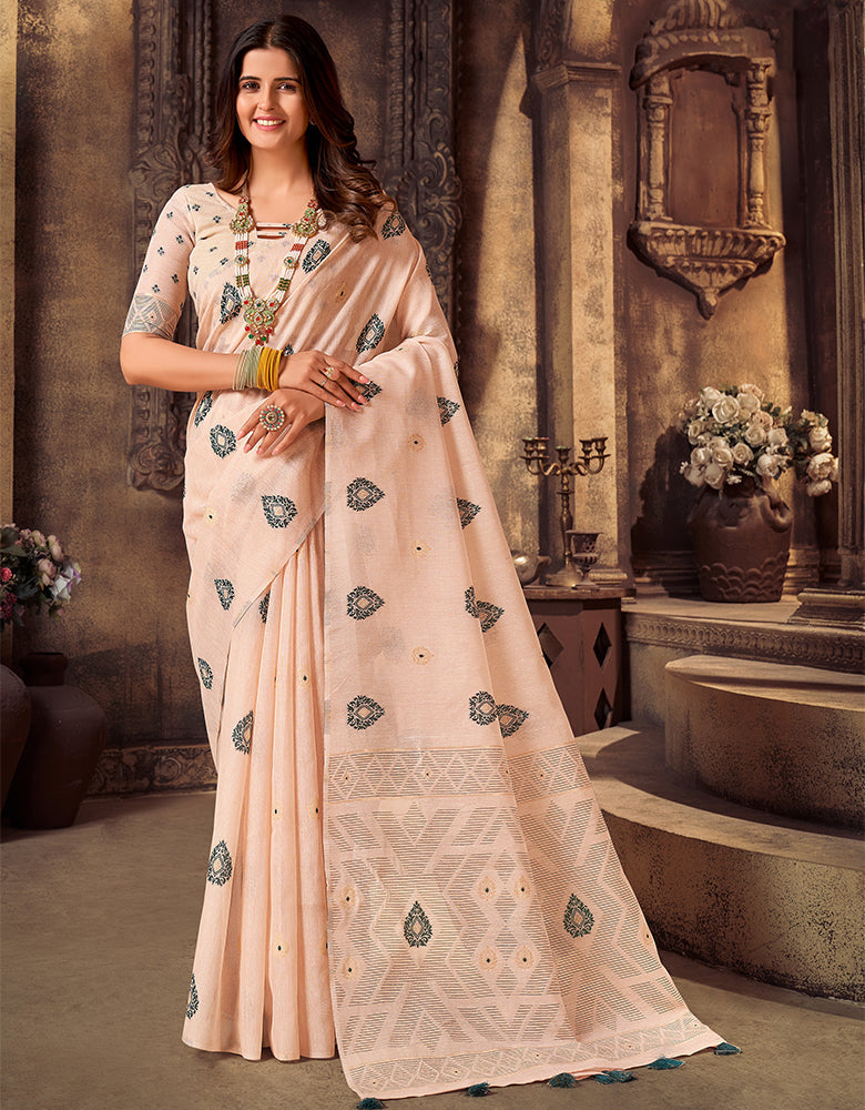 Kotton Vastra Akarshan Saree Peach (KV/V5)