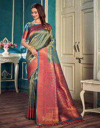 Golden Silk Zari Silk Saree Blue