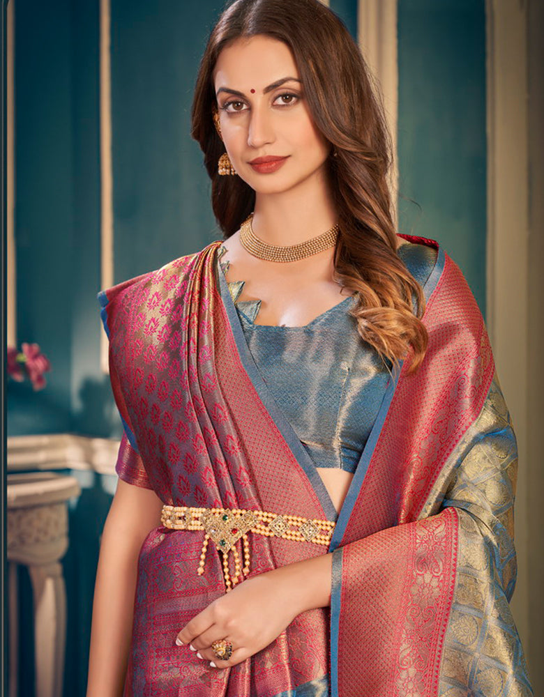 Golden Silk Zari Silk Saree Blue