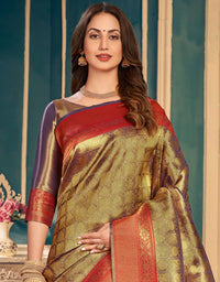 Golden Silk Zari Silk Saree Clay