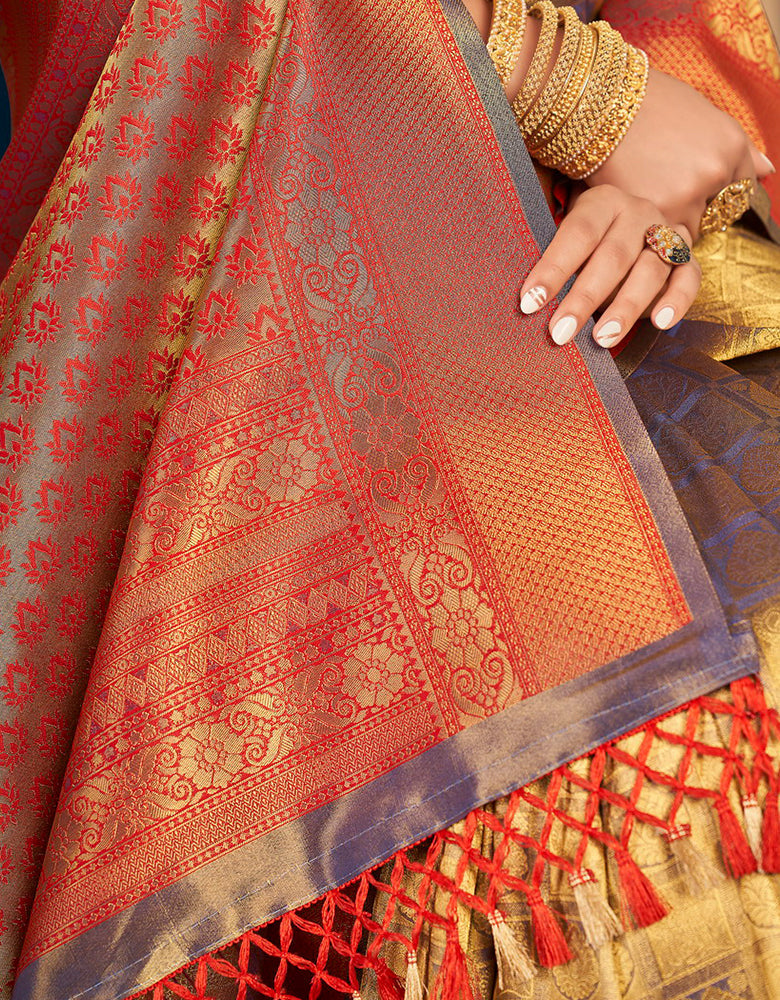 Golden Silk Zari Silk Saree Clay