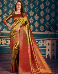 Golden Silk Zari Silk Saree Golden