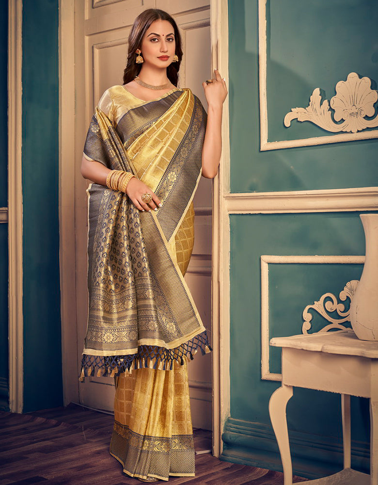 Golden Silk Zari Silk Saree Yellow