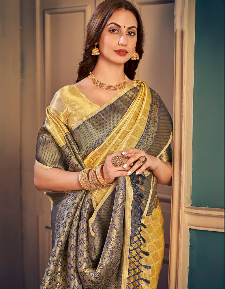 Golden Silk Zari Silk Saree Yellow