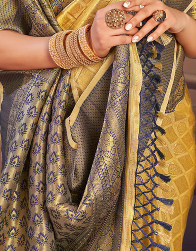 Golden Silk Zari Silk Saree Yellow