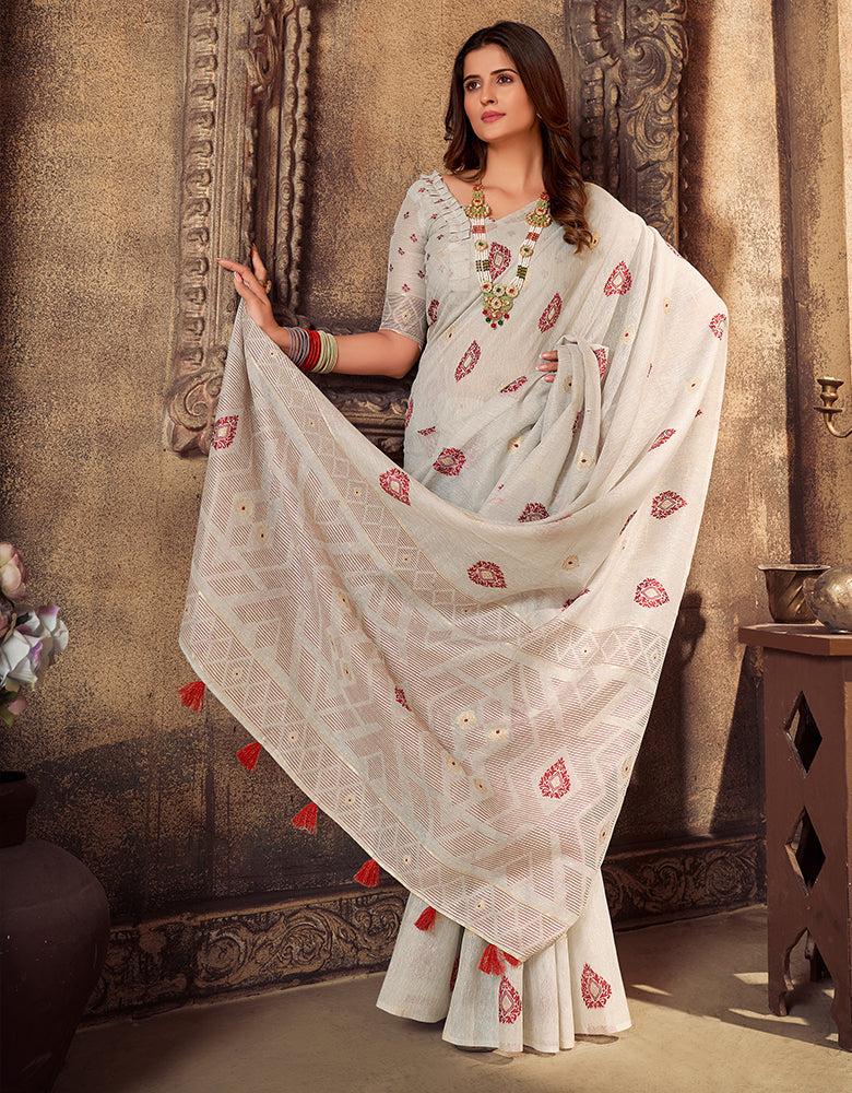 Kotton Vastra Akarshan Saree Grey (KV/V5)