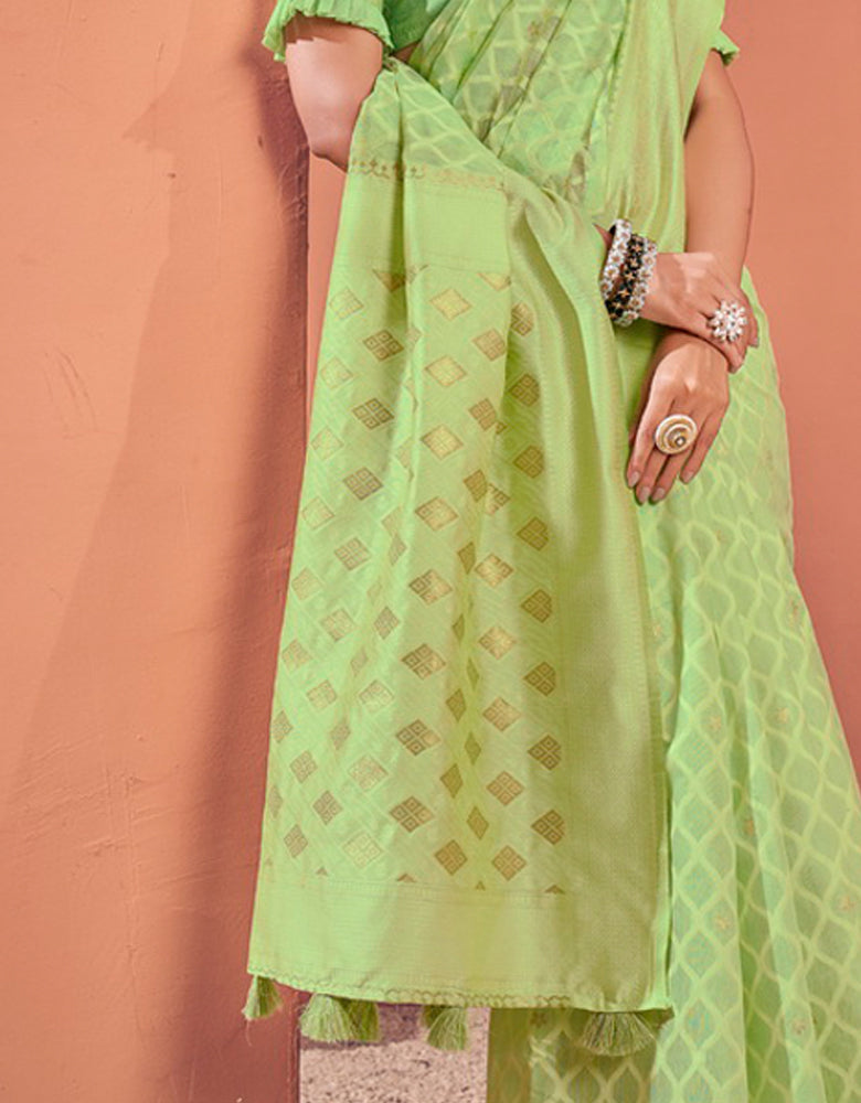 Sur Mantra Cotton Saree Green (KV/V2)