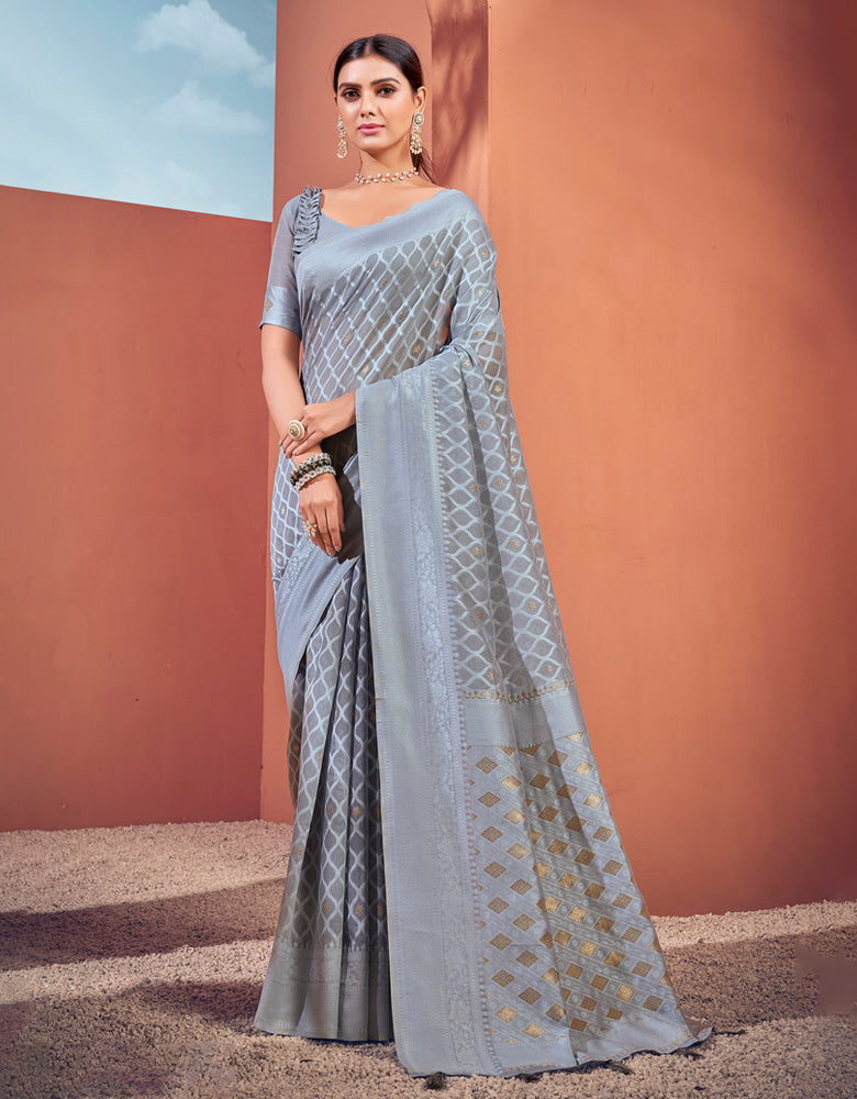 Sur Mantra Cotton Saree Grey (KV/V2)